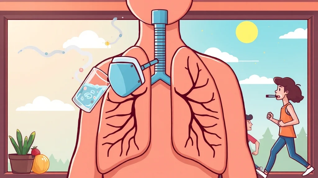 환절기 건강 관리 A to Z: 감기, 면역력, 심혈관 질환까지 완벽 대비! 6 호흡기 건강 관리 방법 (cartoon 스타일)