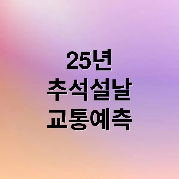2025 추석/설 귀성길 교통 예측: 정체 구간, 시간, 실시간 정보 총정리