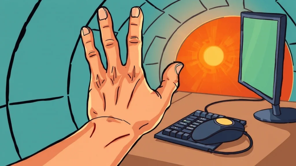 손 저림 원인부터 완화법까지 A to Z: 손목터널증후군, 혈액순환, 자가진단 5 신경 압박과 손 저림의 관계 (cartoon 스타일)