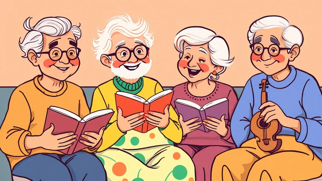 노년내과 A to Z: 건강 관리 핵심, 저속 노화 습관, 주요 질환 예방 6 저속 노화를 위한 습관 (cartoon 스타일)