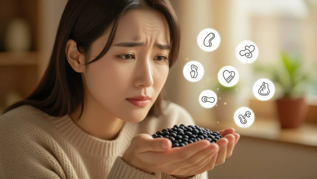 검은콩 효능, 흰머리부터 갱년기까지! 종류별 영양과 최적 섭취법 24 ⚠️ 검은콩 섭취 시 주의사항