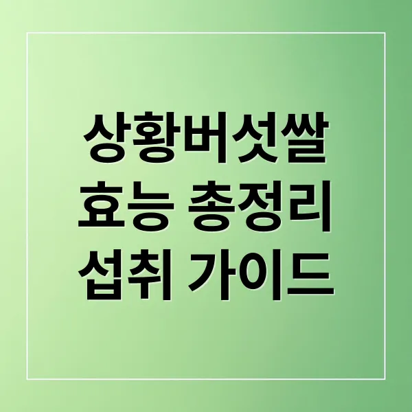 상황버섯쌀 효능 총정리: 면역력 강화부터 항암 효과, 섭취법 & 부작용 완벽 가이드