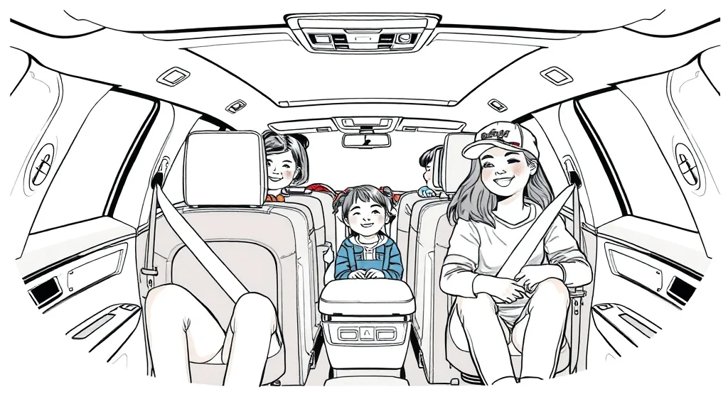 아이오닉9 실내 디자인 고객 만족도 및 추천 대상 (illustration 스타일)