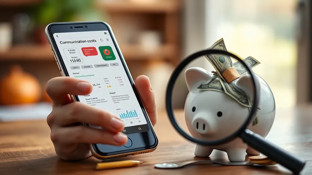 통신비 절약 전략 (요금제, 부가 서비스) (realistic 스타일)