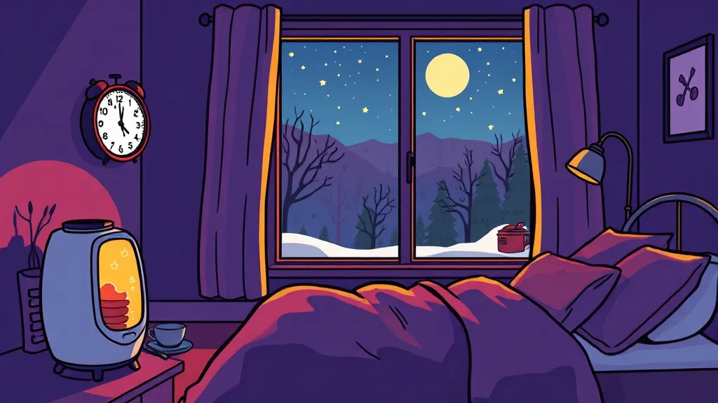 겨울철 수면 문제 원인 (cartoon 스타일)