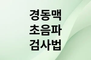 경동맥 초음파 검사: 뇌졸중 예방의 핵심과 비용, 관리법