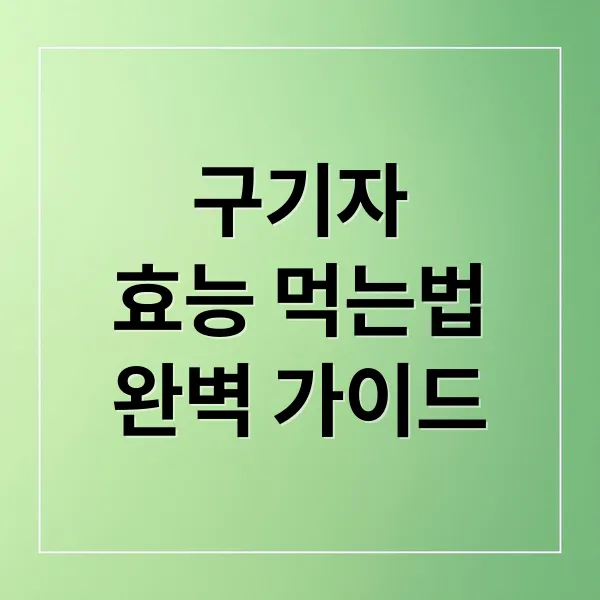 구기자 효능부터 먹는 법, 부작용, 섭취 루틴까지! A to Z 완벽 가이드